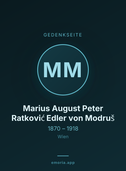 Gedenkportrait von Marius August Peter Ratković Edler von Modruš