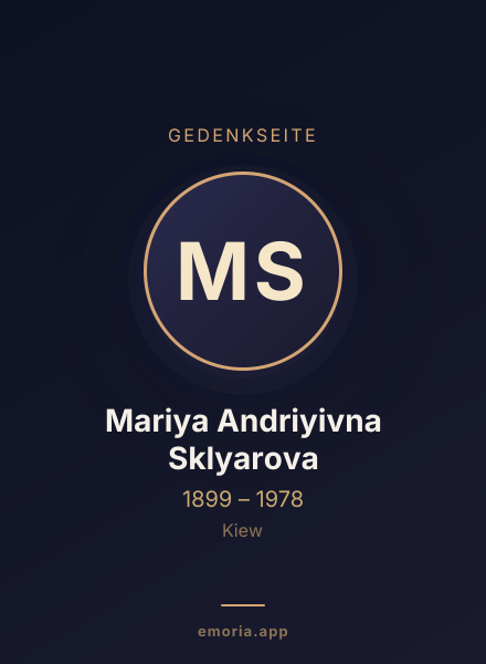 Gedenkportrait von Mariya Andriyivna Sklyarova