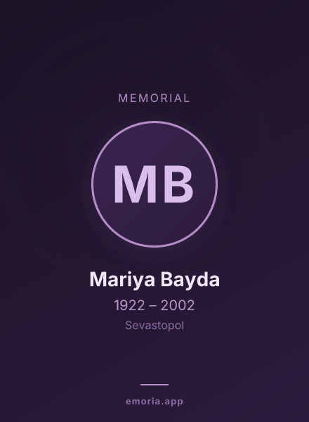 Memorial portrait of Mariya Bayda