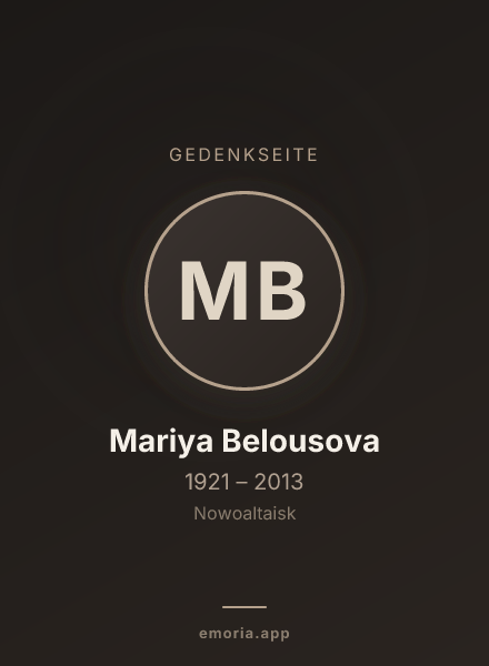 Gedenkportrait von Mariya Belousova