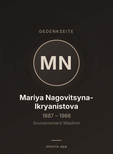 Gedenkportrait von Mariya Nagovitsyna-Ikryanistova