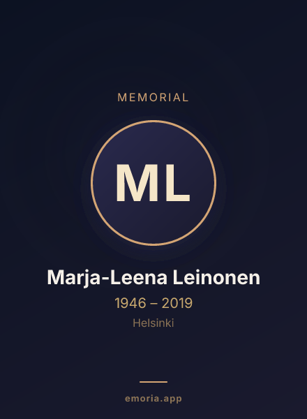 Memorial portrait of Marja-Leena Leinonen