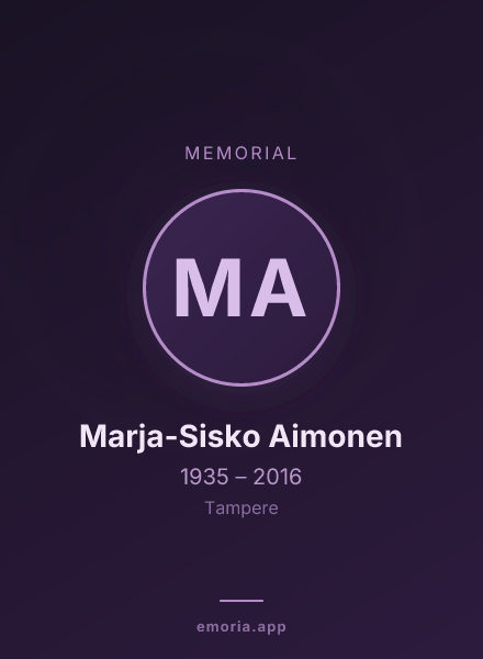 Memorial portrait of Marja-Sisko Aimonen