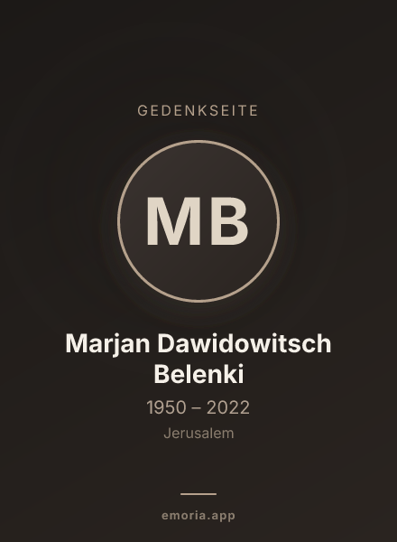 Gedenkportrait von Marjan Dawidowitsch Belenki