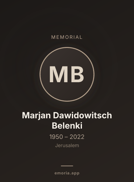 Memorial portrait of Marjan Dawidowitsch Belenki