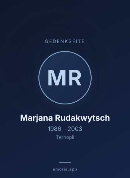 Gedenkportrait von Marjana Rudakwytsch
