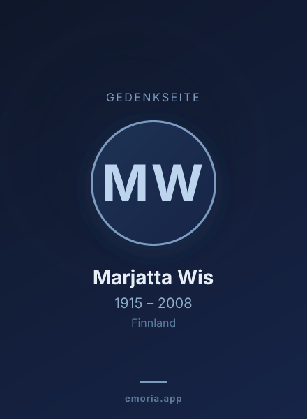 Gedenkportrait von Marjatta Wis