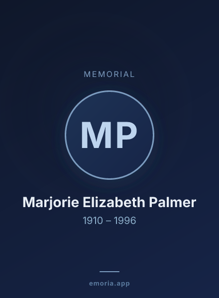 Memorial portrait of Marjorie Elizabeth Palmer
