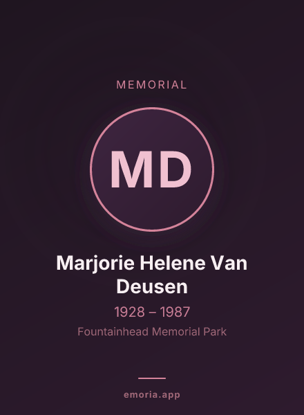 Memorial portrait of Marjorie Helene Van Deusen