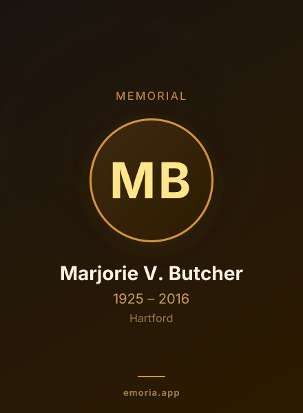 Memorial portrait of Marjorie V. Butcher