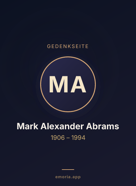 Gedenkportrait von Mark Alexander Abrams