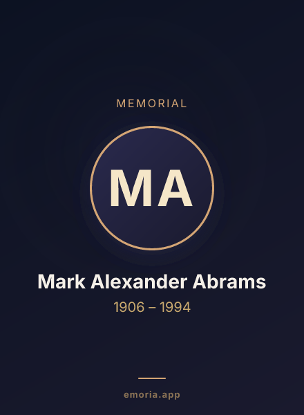 Memorial portrait of Mark Alexander Abrams