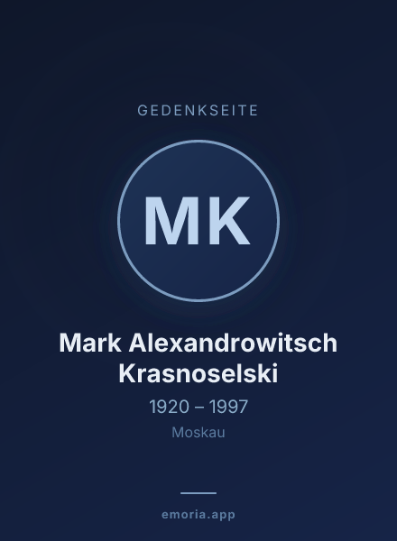 Gedenkportrait von Mark Alexandrowitsch Krasnoselski