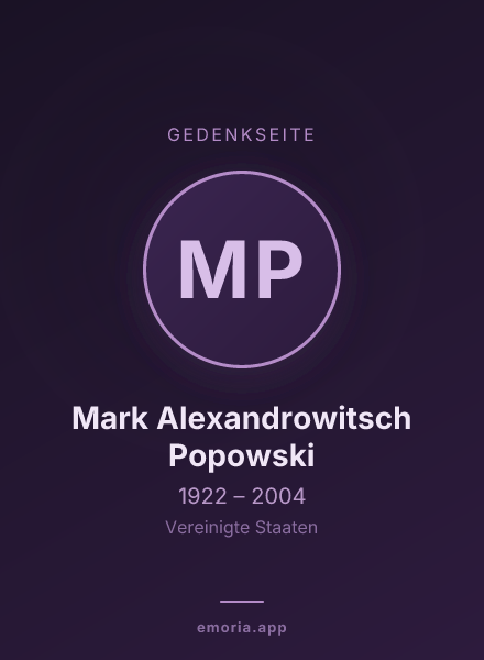 Gedenkportrait von Mark Alexandrowitsch Popowski