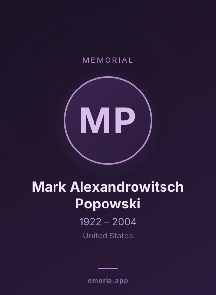 Memorial portrait of Mark Alexandrowitsch Popowski