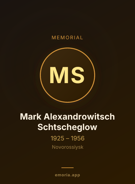 Memorial portrait of Mark Alexandrowitsch Schtscheglow