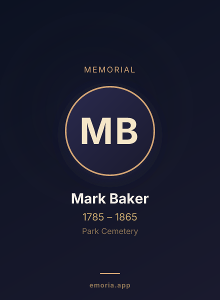 Memorial portrait of Mark Baker