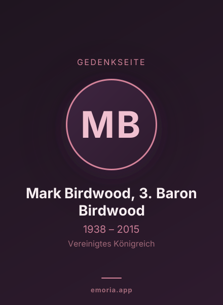 Gedenkportrait von Mark Birdwood, 3. Baron Birdwood