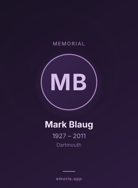 Memorial portrait of Mark Blaug