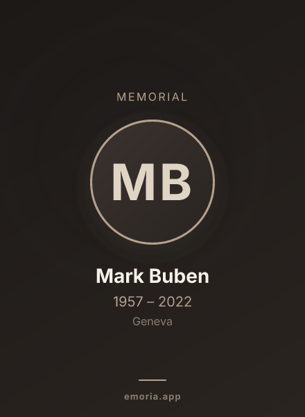 Memorial portrait of Mark Buben