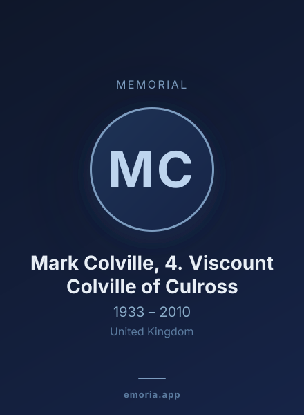Memorial portrait of Mark Colville, 4. Viscount Colville of Culross