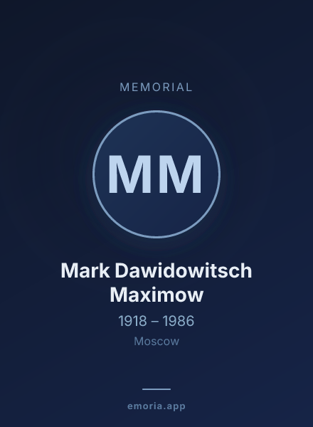 Memorial portrait of Mark Dawidowitsch Maximow