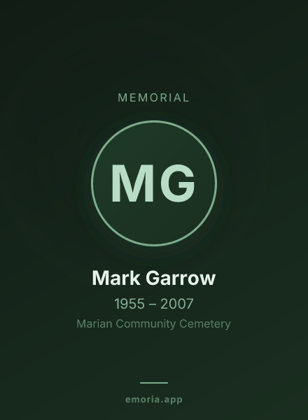 Memorial portrait of Mark Garrow