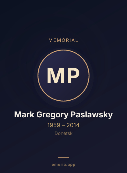 Memorial portrait of Mark Gregory Paslawsky