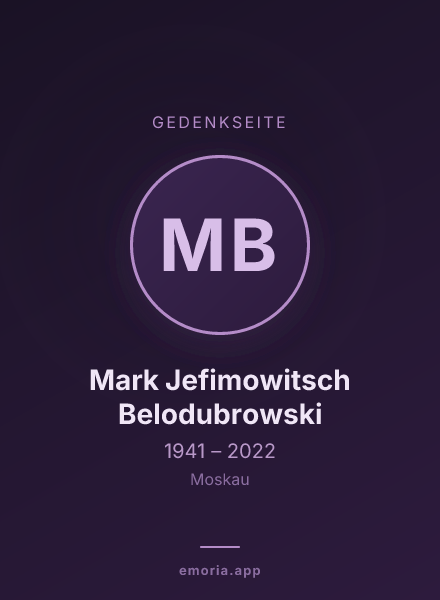 Gedenkportrait von Mark Jefimowitsch Belodubrowski