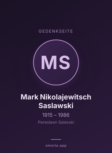 Gedenkportrait von Mark Nikolajewitsch Saslawski