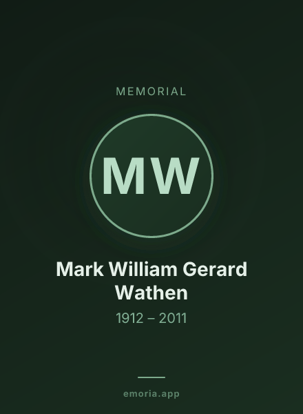 Memorial portrait of Mark William Gerard Wathen