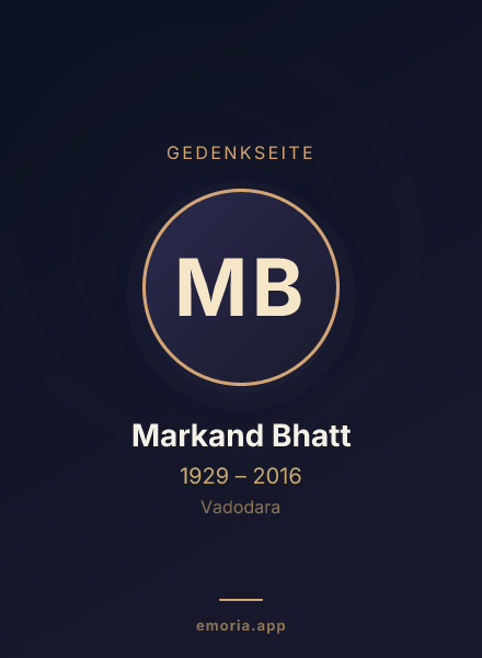 Gedenkportrait von Markand Bhatt