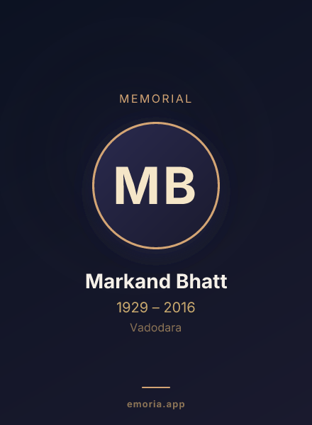 Memorial portrait of Markand Bhatt