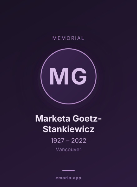 Memorial portrait of Marketa Goetz-Stankiewicz