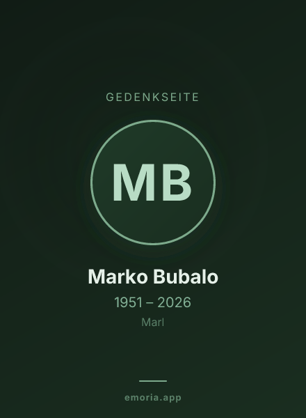 Gedenkportrait von Marko Bubalo
