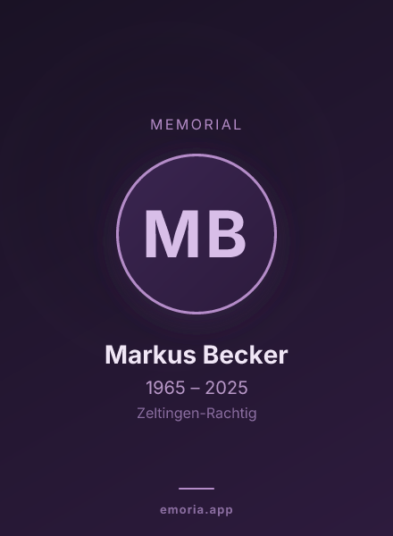 Memorial portrait of Markus Becker