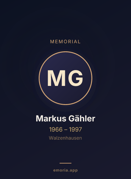 Memorial portrait of Markus Gähler