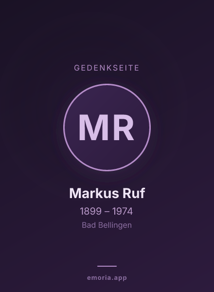 Gedenkportrait von Markus Ruf