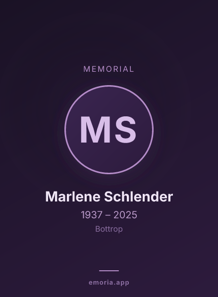 Memorial portrait of Marlene Schlender