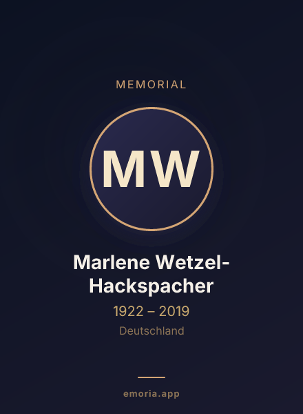 Memorial portrait of Marlene Wetzel-Hackspacher
