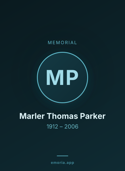 Memorial portrait of Marler Thomas Parker