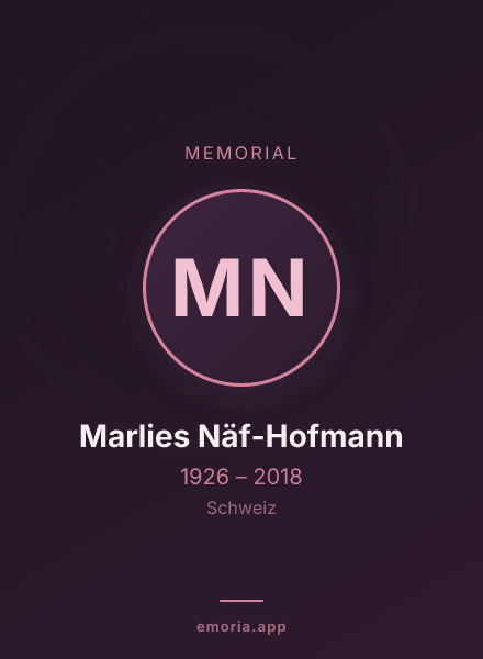 Memorial portrait of Marlies Näf-Hofmann