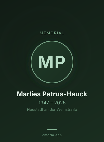 Memorial portrait of Marlies Petrus-Hauck