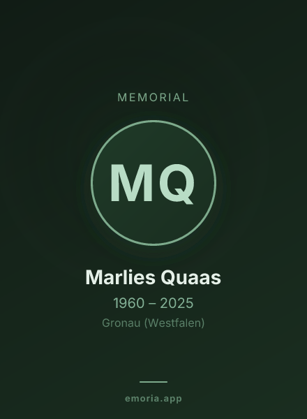 Memorial portrait of Marlies Quaas
