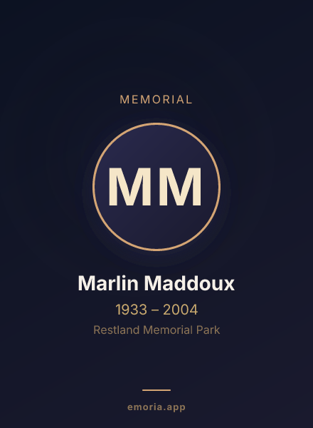 Memorial portrait of Marlin Maddoux