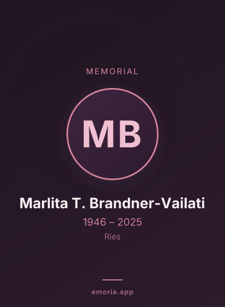 Memorial portrait of Marlita T. Brandner-Vailati