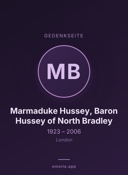 Gedenkportrait von Marmaduke Hussey, Baron Hussey of North Bradley