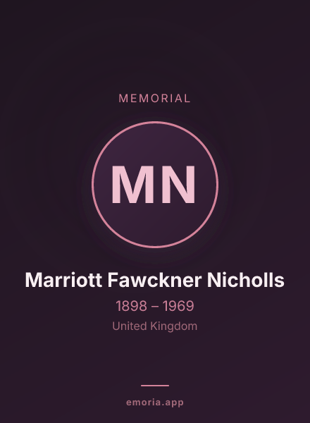 Memorial portrait of Marriott Fawckner Nicholls