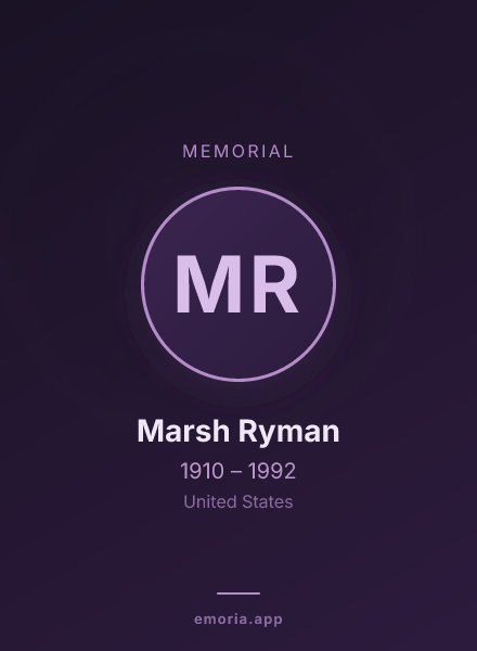 Memorial portrait of Marsh Ryman