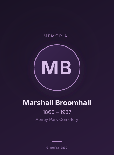 Memorial portrait of Marshall Broomhall